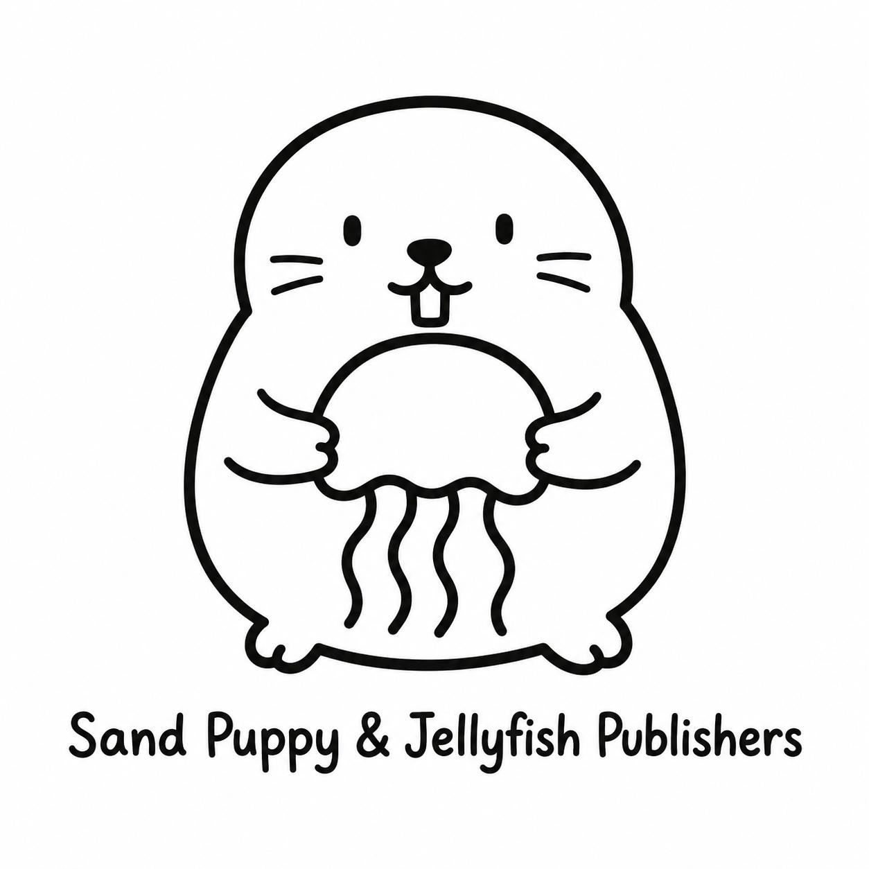Supplied Sand Puppy & Jellyfish Publishers logo, showing a sand puppy holding a jellyfish.